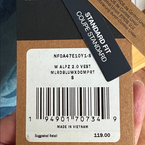 The North Face NWT Down Feather Blue Camouflage Puffer Vest Size Small - Picture 5 of 15